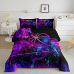 Basketball Comforter Set Queen,Colorful Gradient Fluorescent Neon Tie Dye Lines Art Design Bedding Set for Girly Youth Men Teenager Present,Glitter Red Blue Basketball Bed Quilt with 2 Pillowcases