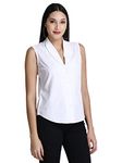 Blue Ronin Casual Sleeveless for Women Stylish Western Official Shirt for Women Formal | Regular fit Extra Comfort Shirt for Women's (White)_XL