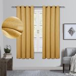 GRALI Blackout Tweed Textured Curtain Panels, All Season Eyelet Top Sun Blocking Draperies for Bedroom Home Decor��（1 Pair, 52 x 63 Inches,Mustard Yellow）