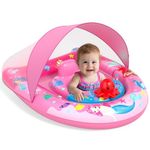 Baby Swimming Float,Baby Pool Float with UPF50+ Sun Canopy,Inflatable Baby Swim Float,Toddler Pool Swimming Float for 6-36 Months,Adjustable Safety Seat Baby Swim Ring for 6 9 12 18 24 36 Months