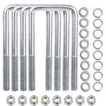 (4)1/2" D x 3 1/16" W x 5 5/16" Boat Trailer Ubolts with Washers and Nuts,Stainless Steel Square U-Bolt,Replacement Parts and Accessories for Automobiles Trailer, Ski Boat, or Sailboat Trailer