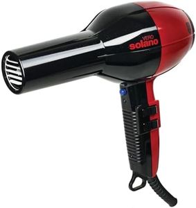 Solano Vero Rosso Ceramic Ionic Hair Dryer | Fast Drying 1600 Watt Lightweight Blow Dryer | Quiet + Ergonomic Design +Tourmaline for Added Shine and Smoothness | Italian-Made