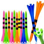 SWINGTEK 120 Pack Plastic Golf Tees,Contain 100 pcs 3-1/4 Inch Unbreakable Long Tees and 20 Short Tees,Mixed Color,Frictional Resistance Reduction