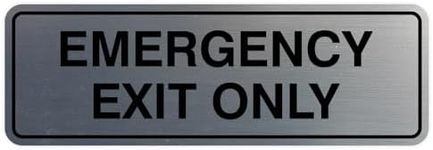 Signs ByLITA Standard Emergency Exit Only Sign - Easy Installation | Durable Wall or Door Sign (Brushed Silver) - Medium 2 Pack