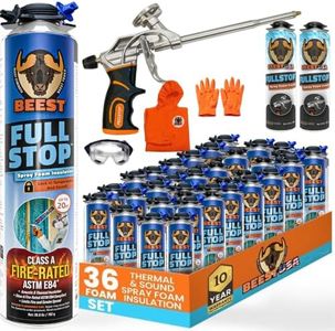 BEEST FullStop Spray Foam Insulation Kit for Walls and Attic - 720 Board ft/sq.ft Perfect Heat & Acoustic Insulation for Reduced Energy Bills - 36x Spray Foam Can, 3X Cleaner, 1 Pro Gun & Safety Gear