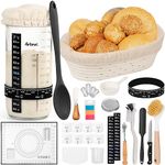 Sourdough Starter Kit Sourdough Bread Baking Supplies with Banneton Bread Proofing Basket，Gifts for Bakers(with 1 Jar)