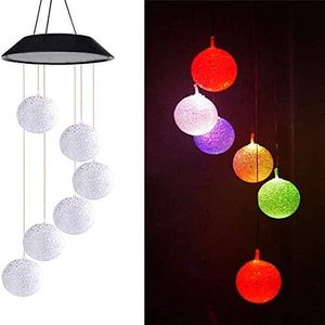 Forlide Solar Crystal Ball Wind Chime, Auto LED Color Changing Lamp Outdoor Decoration Waterproof Mobile Light Wind Bell or Patio, Home, Outdoor, Yard, Garden, Party, Festival Decoration