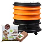 WORMbox | Wormery Worm Farm composter 3 Orange Trays + 250gr of Compost Worms / 500 ctn + 1 Coco | 48 liters | Organic Waste Compost, make your Worm Castings