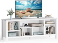 VASAGLE TV Stand for TVs up to 70 Inches, Entertainment Center with Storage Shelves, TV Console Table, Easy to Assemble, TV Cabinet for Living Room, Bedroom, Cloud White ULTV114W01