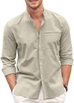 COOFANDY Men's Cotton Linen Shirt L