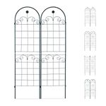 Relaxdays Trellis Set of 2, Metal, 180 x 50 cm, Garden Climbing Aid, Vintage, Arch + Flowers, Freestanding, Dark Green