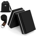 HOMEGALLEY Yoga Blocks Pack of 2 with Belt for Exercise High Density Eva Exercise Block Pair to Improve Strength, Balance, Stretching Yoga Bricks Set with Strap for Women and Men, Black
