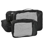 FATMUG Polyester Packing Cubes Travel Pouch/Bag Suitcase Organiser Set of 4 (2 Medium And 2 Small) - Black