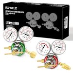 RX WELD Oxygen and Acetylene Regulators CGA540 and CGA510- Compatible with V-Style Welding Gas Torch Cutting, T-Handle