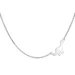 DAOCHONG S925 Sterling Silver Jewelry Sideways Cool Dinosaur Animal Choker Necklace for Women 14+4", Metal, No Gemstone