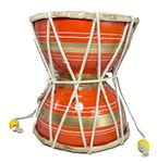 Anshraj Damru Hand Percussion Handmade Indian Musical Instrument Meditation Kirtan Shiv Damroo Percussion (8 Inch, Orange)