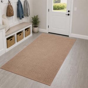 PEADEEAS Ultra Thin Door Mat, 5 x 8 ft, Non Slip Indoor Entrance Mat, Brown