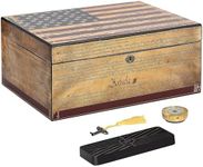 Humidor Supreme US Constitution Cigar Humidor, Desktop Cigar Storage with Spanish Cedar Tray & Divider, Antique Distressed Finish | Cigar Box with Humidifier & Glass Hygrometer, Holds up to 100 Cigars