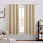 HOMEIDEAS Blackout Curtains for Bedroom 52 X 63 Inch Length 2 Panels Set Beige Room Darkening Curtains/Drapes, Soundproof Thermal Grommet Window Curtains for Living Room