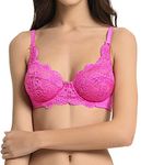 VANEVER Women’s Lace Bra, Comfortable Women’s Bras, Sexy Bra with Underwire & No padding Cups, Breathable & Non-Chafing Ladies Underwear, Support, Rose 34B