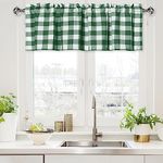 XWZO Christmas Green and White Valance for Windows 2 Pack, Buffalo Plaid Curtains, Farmhouse Kitchen Curtains for Windows, Valance for Living Room, 56x16 Inches Long