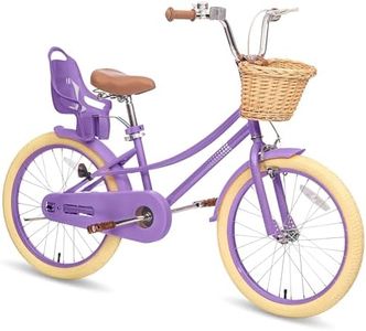 Glaf Toddler Girls Bike for 2-12 Years Old 12 14 16 20 Inch Girls Bike with Training Wheels and Baby Doll Seat Kids Bike Bicycle with Adjustable Seat Handlebar (20 Inch with Kickstand, Purple)