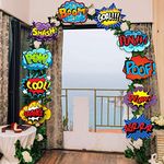 Superhero Birthday Party Supplies Door Sign Welcome Hanger for Kid Superhero Themed Party Decorations Favor