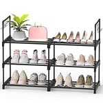 3 Tier Shoe Rack, Shoes Rack for Closet, Metal Shoe Racks for Entryway, Holds 15 Pairs of Shoes, Organizer Free Standing Shoe Rack, Space Saving Shoe Rack Organizer