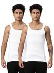 Levi's Men's Style #015 Sports Regular Fit Solid Vest (#015-VEST-WHT/WHT-P2_White_L)