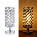 Tomshine Crystal Bedside Table Lamp Sliver Bedroom Nightstand Light Modern E27 Lamp for Living Room,Guest Room,Dresser Table Decoration