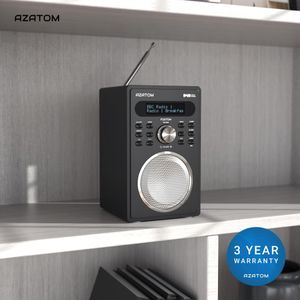 AZATOM Foxton FX2 DAB/DAB+ FM Digital Radio – Bluetooth, Dual Alarms, USB Charging, Black