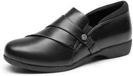 DREAM PAIRS Loafer for Women Slip-on Comfortable Dressy Loafers Business Casual Work Office Loafer Shoes Faux Leather Round Toe with Arch Support,Size 10,Black,SDLS2409W