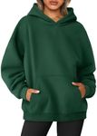 AUTOMET Oversized Sweatshirt for Women Fall Outfits 2024 Fleece Casual Hoodies Sweaters Long Sleeve Fashion Shirts with Pockets DarkGreen XL