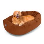 Majestic Pet 40 Inch Suede Shredded Memory Foam Mix Calming Large Dog Bed Washable 40 x 29 x 9 (Inch) - Cozy Soft Round Donut Dog Bed with Spine for Head Support - Pet Bed Rust