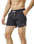 MaaMgic Mens Swim Trunks with Mesh Lining Quick Dry Mens Bathing Suit Shorts,Black,Medium