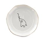 VINCOMIC Jewelry Tray Ring Dish Trinket, Minimalist Line Art Prints Elephant, Gifts for Women/Girls Her, Home Decorative Ceramic White