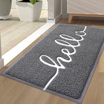 Homaxy Hello Door Mat, Dirt Trapper Doormats Non-Slip Low Profile Durable Door Mat for Outdoor, Indoor, Entrance, Patio, Front Back Door — (44 x 76cm, Grey)