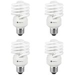 Compact Fluorescent Light Bulb T2 Spiral CFL, 2700k Soft White, 23W (100 Watt Equivalent), 1600 Lumens, E26 Medium Base, 120V, UL Listed (Pack of 4)