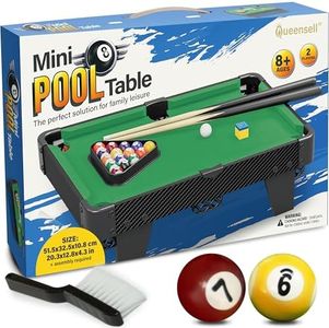 Game Table – 20-Inch Small Pool Table, Mini Billiards Table for Family Game Nights - Simple Assembly Required