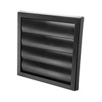 Vent Systems Ø6" Inch (7.48'' x 7.48") Black Exhaust Vent Cover - Dryer Vent Hood - Louvered Dryer Duct Vent Cover - Vent Hood Cap - One-Directional Plastic Air Supply Grille