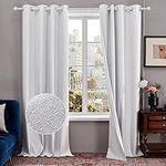 Deconovo Total Blackout Curtains for Sliding Door - (52x90 Inch, 2 Panels, Silvery White) Grommet 100% Black Out Curtains, Thermal Insulated Lightweight White Curtains for Living Room