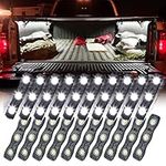 Ampper White LED Rock Light for Bed Track, 60 LEDs Cargo Pickup Truck Bed Lighting Kit W/Switch Fuse for Truck Bed, Foot Wells, Under Car, Rail Light and More (20 Pcs)