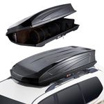 VEVOR Rooftop Cargo Carrier, 18 Cubic Feet Roof Cargo Box, ABS Hard Shell Roof Box, with Dual-Sided Opening and 2 Reinforced Straps, Aerodynamic, Suitable for most Crossbar, for Car, Wagon, SUV, Black