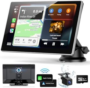 Apple Carplay Screen for Car, 9" Portable Apple Carplay Android Auto Car Stereo with 4K Dash Cam & 1080P Backup Camera, Wireless Car Play Screen GPS Navigation & Voice Control, Mirror Link, BT/FM/AUX