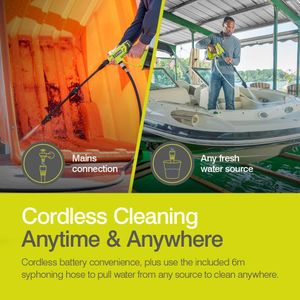 RYOBI 18V ONE+ Cordless Power Washer, 22 Bar – Bare Tool, Lime