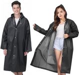 BEANPRECOY 2 Pack Reusable Raincoats for Adults Kids, Portable EVA Rain Ponchos Raincoats with Hood for Men and Women, Long Lightweight Rain Gear Jacket for Travelling Hiking Camping