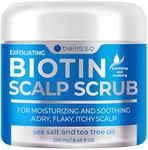 Biotin Scalp Scrub - Exfoliator Treatment for Dry Hair and Itchy, Flaky Scalps - Intense Moisturizer and Detox Cleanser for Build Up Relief - Anti Dandruff Mask with Tea Tree Oil for Women and Men