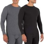 Fruit of the Loom Men's Recycled Waffle Thermal Underwear Crew Top (1 and 2 Packs), Black/Greystone, 2X