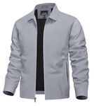 TACVASEN Lightweight Jacket for Men Summer Thin Windbreaker Jackets with Pockets Smart Casual Varsity College Jacket Light Grey,L