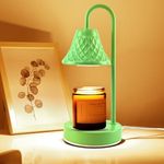 Electric Candle Warmer Lamp with Timer: Dimmable Candles Light with 2 Bulbs for Home Decor - Scented Wax Melt Warmers (Green)